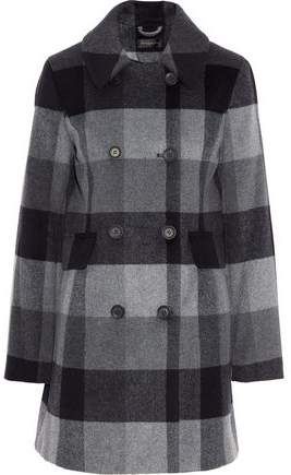 Double-breasted Checked Wool-blend Coat