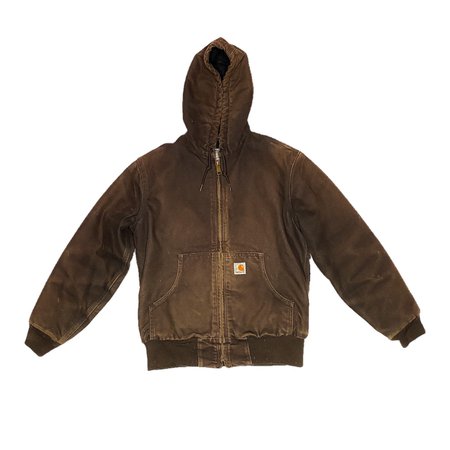 brown carhartt zip up hoodie jacket