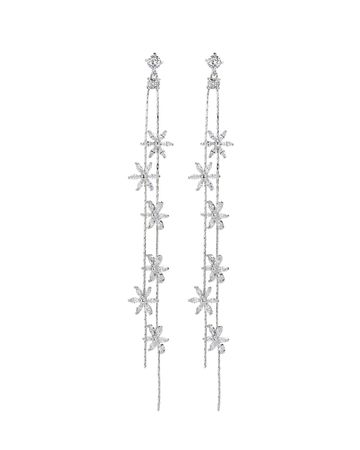 SHASHI Crystal Flower Drop Earrings In Silver | INTERMIX®