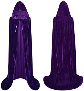 Amazon.com: LHJ Unisex Halloween Costume Cape Hooded Velvet Cloak for Men and Womens Purple, Large: Clothing
