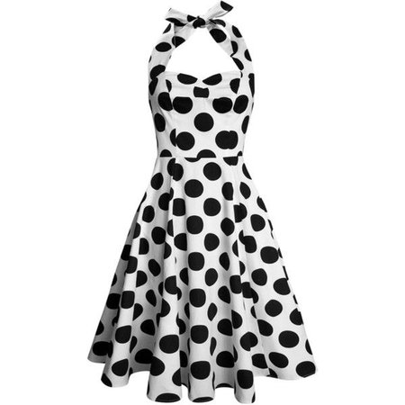 Vintage White Dress w/ Black Polka Dots