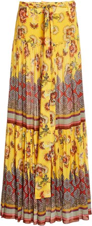 Alexis Erris Floral-Print High-Rise Crepe Skirt