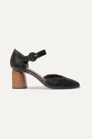Antequera Woven Leather Pumps - Black