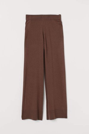 Wide-leg Cashmere Pants - Beige