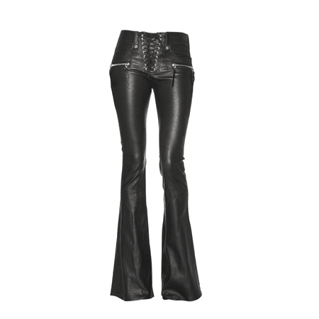 Black VENNY Lace Up Leather Flared Pants | JessicaBuurman