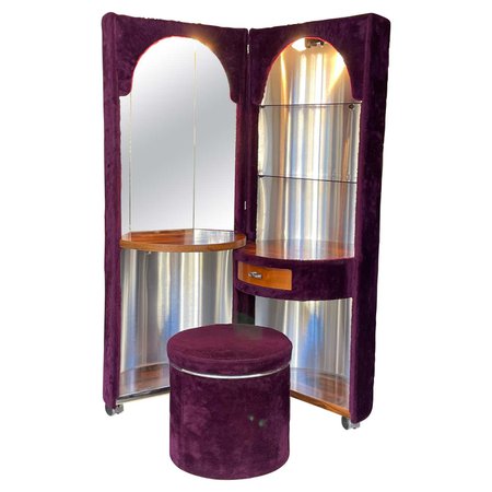 Dressing Table, Vanitie 60-70 Pop in Faux Fur Purple Mid-Century Light Space