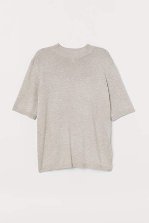 Knit Mock Turtleneck Sweater - Beige