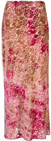 floral tie-dye maxi skirt