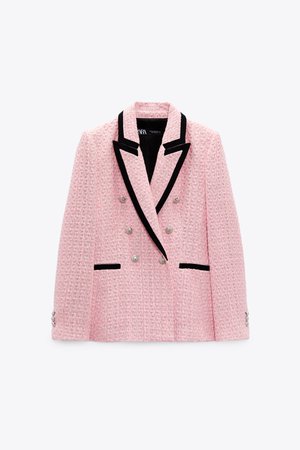 STRUCTURED BLAZER WITH CONTRASTING PIPING - Light pink | ZARA United States