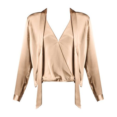 Pinterest Wrap Blouse with Tie in Gold