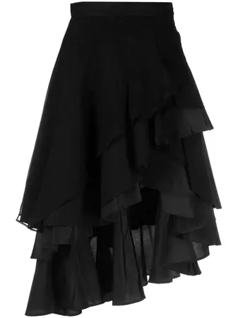 Yohji Yamamoto Asymmetric flared-ruffle Skirt - Farfetch