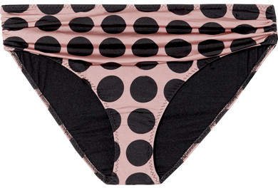 Ballet Dots Ruched Printed Bikini Briefs - Neutral