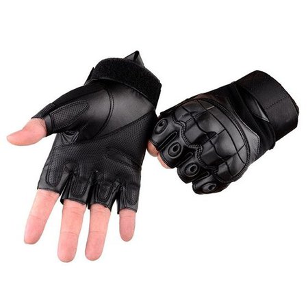 tactical fingerless black gloves