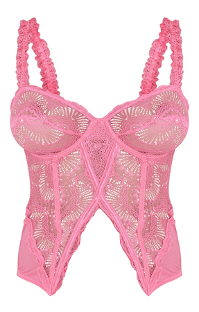 pink split lace corset