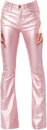 pink metallic bell bottom pants
