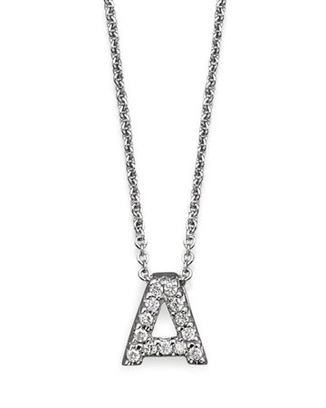 Roberto Coin Synthetic 18k White Gold Initial Love Letter Pendant Necklace With Diamonds in Metallic