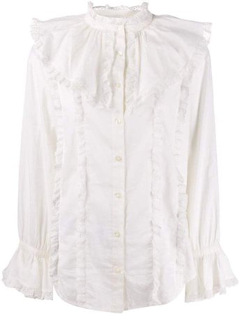 frill-trim fitted blouse
