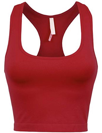 Amazon.com: BEKDO Womens Basic Seamless Cropped Racerback Sports Tank Top-ONE Size-RED: Clothing
