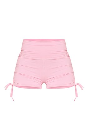 Light Rose Light Luxe Ruched Side Booty Shorts | PrettyLittleThing CA