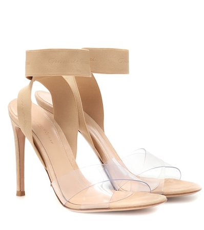 Plexi and suede slingback sandals