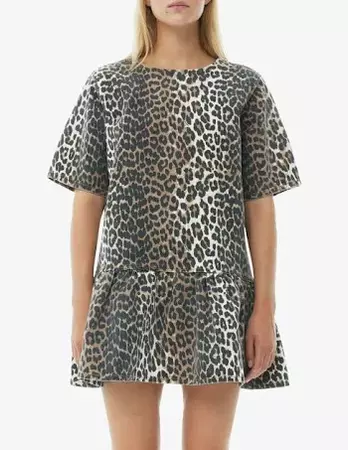 ganni midi dress leopard open back