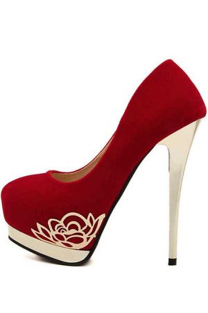 Red heel with gold accents