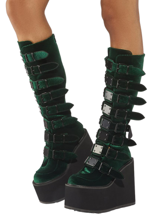 demonia green boots