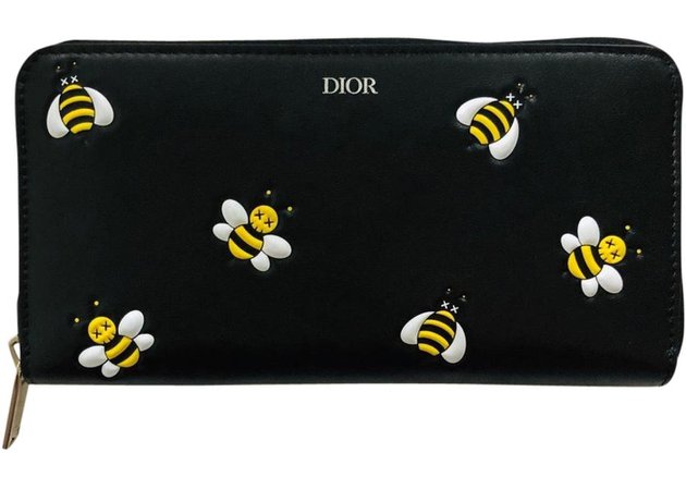 Dior x Kaws Wallet Yellow Bees Black