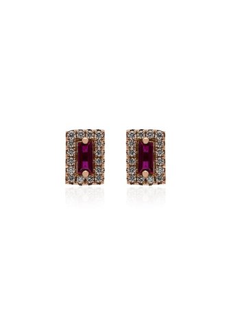 Suzanne Kalan 18Kt Rose Gold Ruby Diamond Earrings KOE278R | Farfetch