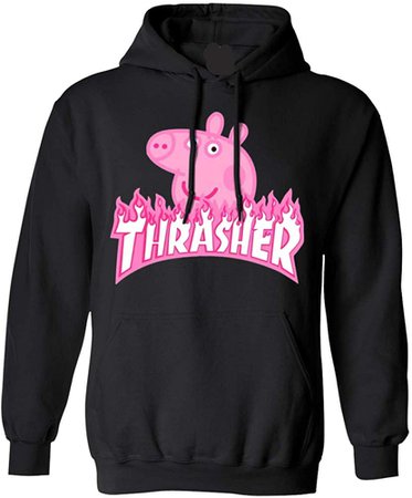 Amazon.com: Thrasher Peppa Pig Hoodie Shirt Black: Clothing