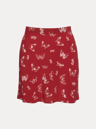 The Cookies in Red Butterfly | Silk Mini Skirt | Réalisation Par