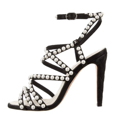 Chanel Suede and Pearl Sandals