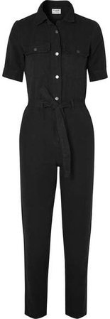 Cotton And Linen-blend Jumpsuit - Black