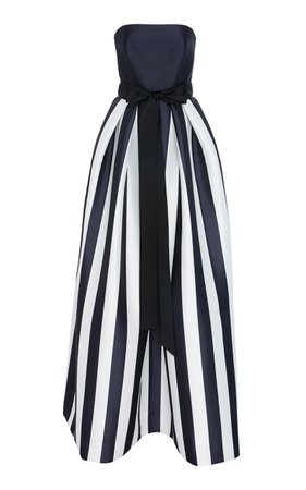 Strapless Striped Satin Ball Gown by Monique Lhuillier | Moda Operandi