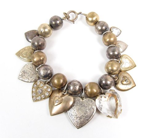 Loaded Heart Locket & Charm Bracelet Vintage Sweetheart | Etsy