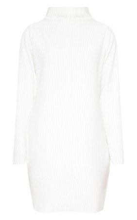 White Ribbed Oversized Jumper Dress | Dresses | PrettyLittleThing USA