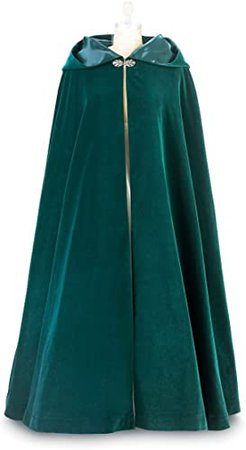 Green Luxurious Velvet Cloak with Hood and Green Satin Lining