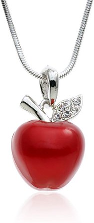 Amazon.com: PammyJ Candy Red Apple Silvertone Pendant Necklace, 18": Jewelry