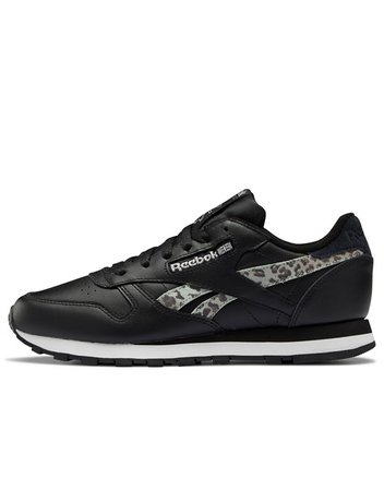 Reebok Classic leather sneakers in black with leopard print detailing | ASOS