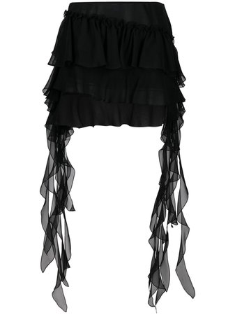 Shop black Blumarine ruffle-detail short skirt with Express Delivery - Farfetch