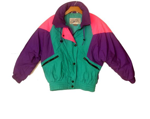 Women's Vintage 80's Neon Colorblock Ski Jacket | Etsy