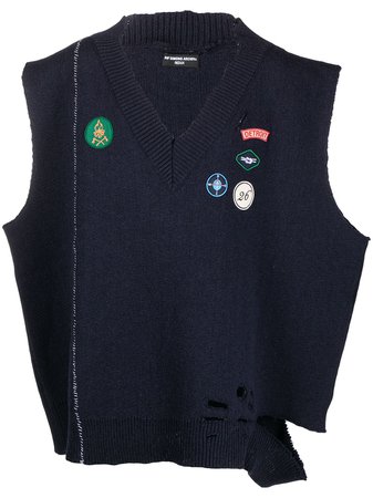 Raf Simons Embroidered Patch Knitted Vest - Farfetch