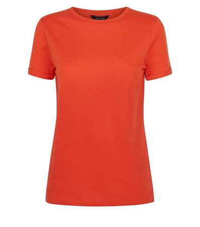 Orange Rolled Sleeve Oversized T-Shirt | New Look