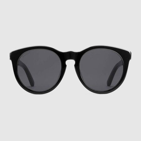 black acetate Round-frame acetate sunglasses | GUCCI® US
