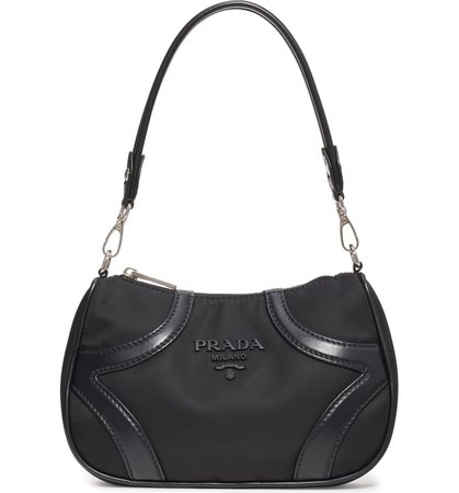 Prada Nylon & Leather Baguette Bag | Nordstrom