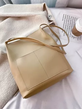 Minimalist Pocket Side Tote Bag | SHEIN USA