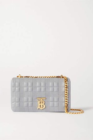 Small Quilted Leather Shoulder Bag - Gray