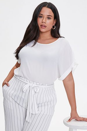 Plus Size Cuffed-Sleeve Top | Forever 21