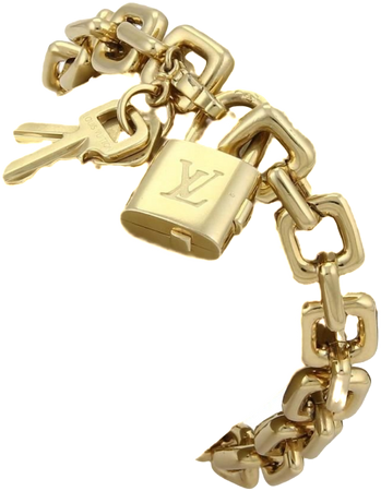 Louis Vuitton Hefty 18k Yellow Gold Padlock & Keys Charm Square Link Bracelet