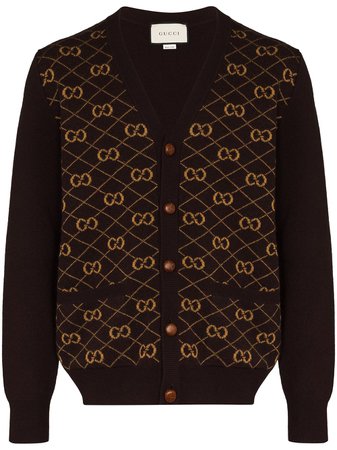 Gucci GG embroidered knitted cardigan - FARFETCH